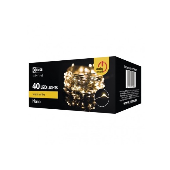 Emos ZY1910T LED Weihnachtslichterkette nano 4 Metern 1x2,4W | IP44 | 40 Leuchtmitteln - warmweiß, Timer