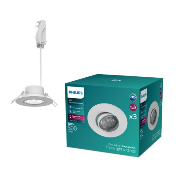 Philips 8721103038012 LED Einbauleuchte Cilantro | 5W integrierte LED-Quelle | 500lm | 2700K | weiß