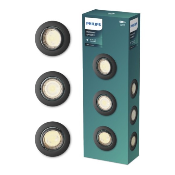 Philips 8720169376083 Set von Einbauleuchten Peridot  GU10 | schwarz