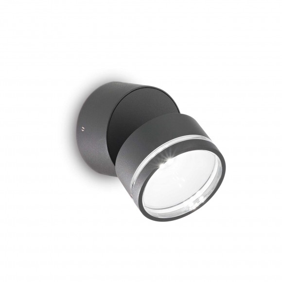 Ideal Lux 285450 LED Außen Wandleuchte Omega Ap Round 1x7w | 610lm | 3000k | IP54 - Anthrazit