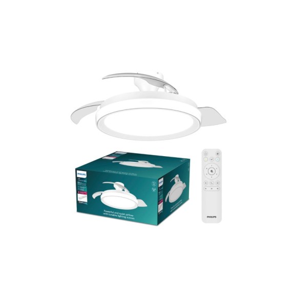 Philips 8721103096029 LED Ventilator mit Licht Bliss  | 35W integrierte LED-Quelle | 4500lm | 2700-6500K | Dimmer | Fernbedienung | weiß