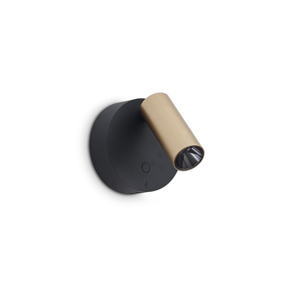 Ideal lux 347486 LED Spot-Wandleuchte ELF  | 3W integrierte LED-Quelle | 200lm | 3000K | mit Schalter | schwarz