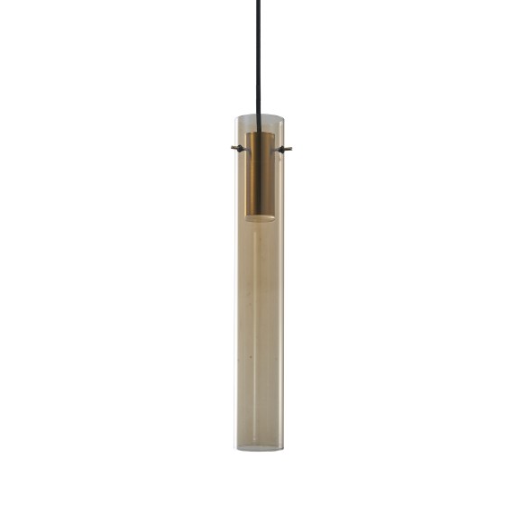 Ideal lux 353869 LED Pendelleuchte FLAM  | 10W integrierte LED-Quelle | 560lm | 3000K | Seilleuchte | verstellbar | braun