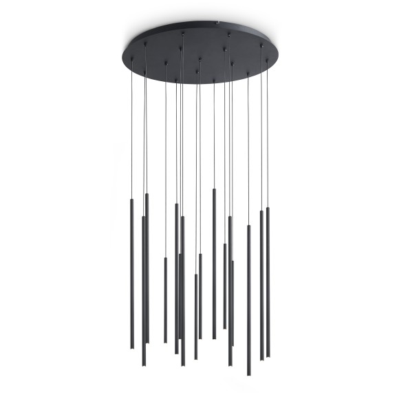 Ideal lux 371146 LED Pendelleuchte LOOK  | 31W integrierte LED-Quelle | 2300lm | 3000K | verstellbar | Seilleuchte | schwarz