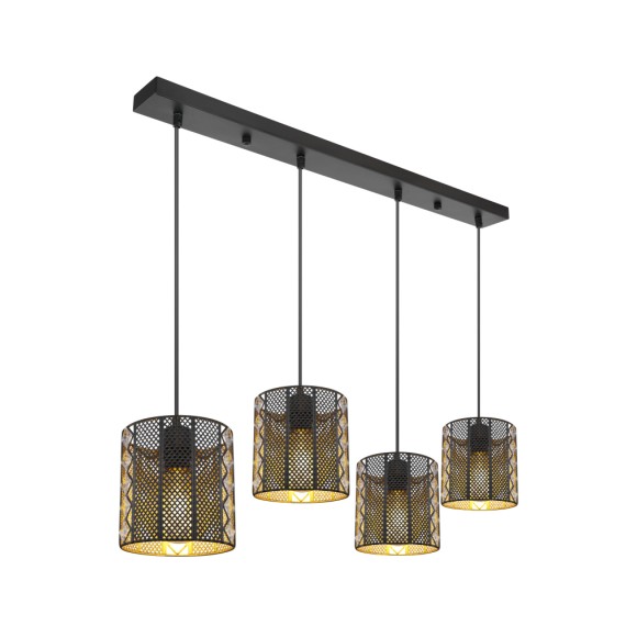 Globo 15450-4H Deckenleuchte Abini 4x60W | E27 - schwarz, gold