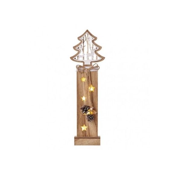 Emos DCTW03 LED Holzdekoration - Baum 5x0,3W | 2xAA - warmweiß, Timer, Holz