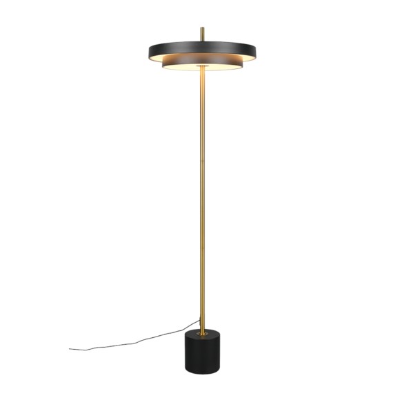 Trio T440210180 LED Stehlampe KEATON  | 21W integrierte LED-Quelle | 1x2400lm | 2300+3000+4000K | mit Schalter | Dimmer | schwarz | gold