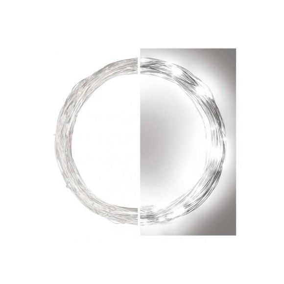 Emos D3ac01 Weihnachten Nano Kette 10m 100 LED | 3,6w | IP44 - Kaltweiß, Timer, Silber