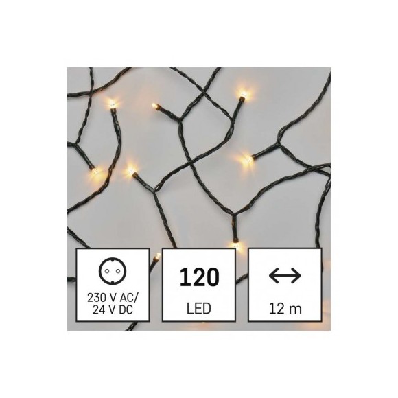 Emos D4AV06 Weihnachtskette Classic 12m 120 LED | 3,6w | IP44 - Timer, warmweiß, schwarz