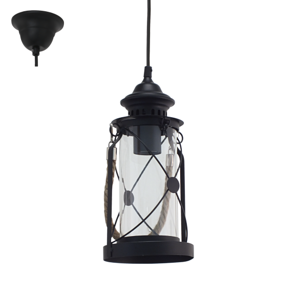 Eglo VINTAGE 49213 Pendelleuchte BRADFORD schwarz 1X60W