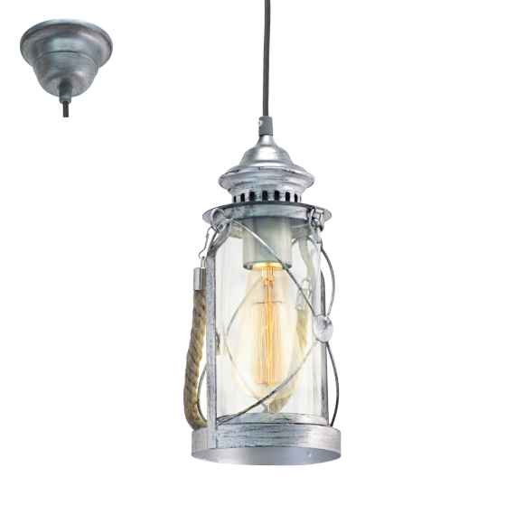 Eglo VINTAGE 49214 Pendelleuchte BRADFORD, silber 1X60W