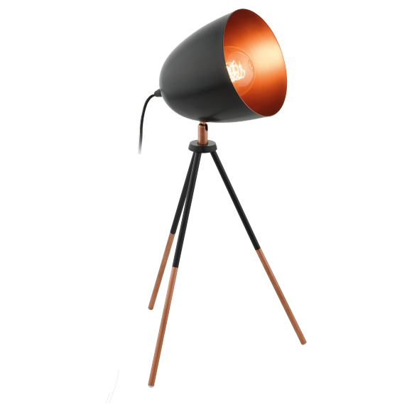 Eglo VINTAGE 49385 Tischlampe CHESTER schwarz Kupfer E27 1X60W
