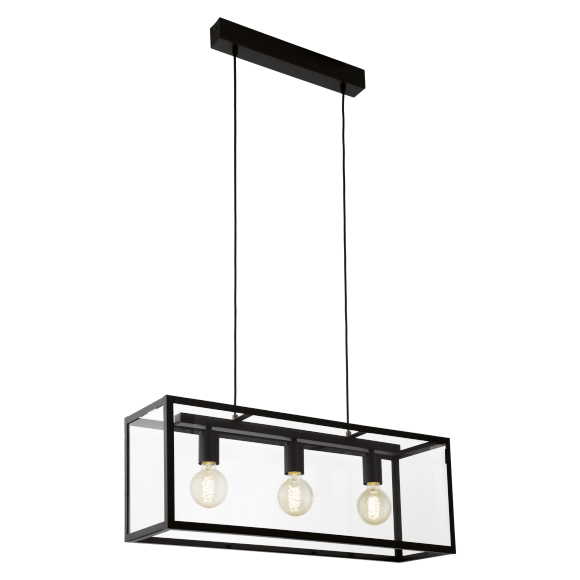 Eglo VINTAGE 49393 Pendelleuchte CHARTERHOUSE schwarz E27 3x60W