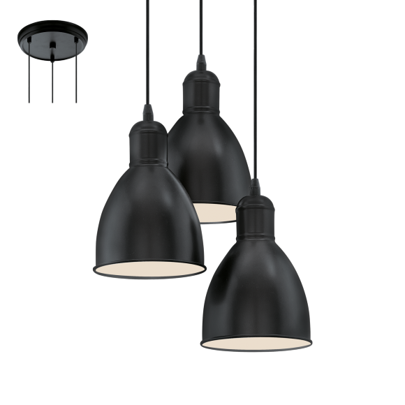 Eglo VINTAGE 49465 Wandleuchte Priddy schwarz / weiß E27 3x60W