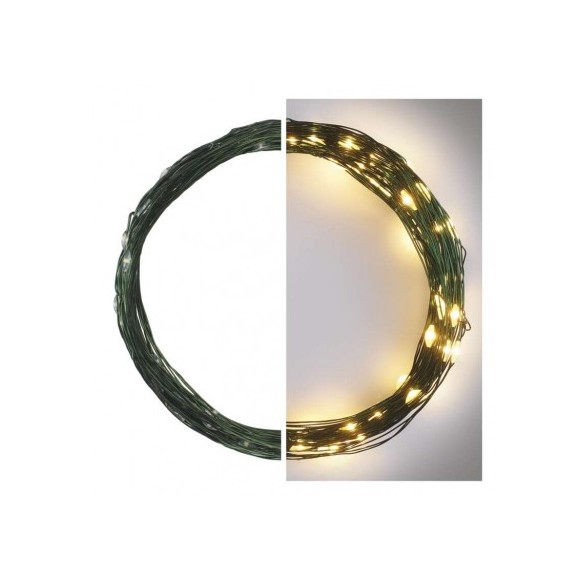 Emos D3aw04 Weihnachten Nano Kette 7,5m 75 LED | 2,4w | IP44 - warmweiß, Timer, grün