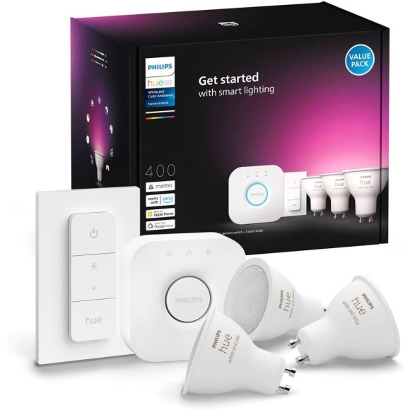 Philips Hue 8720169254503 LED intelligente Lampe | 4,2W GU10 LED | 400lm | 2000-6500+RGBK