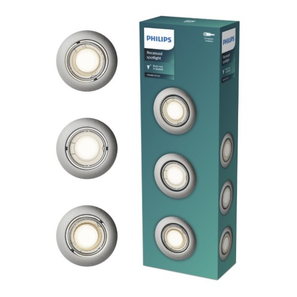 Philips 8721103036995 Set von Einbauleuchten Peridot GU10 | chrom