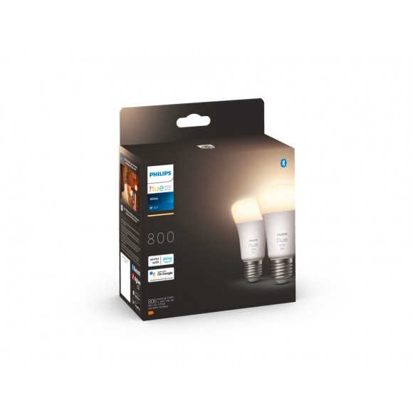 Philips Hue 8719514319028 LED Leuchtmittel Set 2x9W | 806lm | 2700K - dimmbar, Bluetooth, Weiß