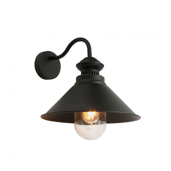 Italux WL-34221-1 Wandlampe Manesto 1x60w | E27 | IP20 - Glas, Metall, schwarze Farbe