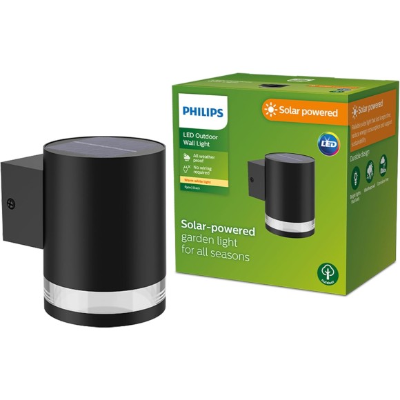Philips 8720169265547 LED solar Außenwandleuchte Fyce | 1,5W integrierte LED-Quelle | 200lm | 2700K