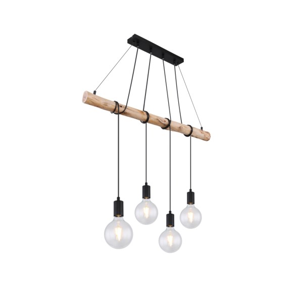 Globo 15439-4 Deckenleuchte Rex 4x60W | E27 - schwarz, natürlich