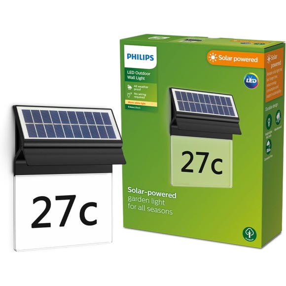 Philips 8720169265462 LED solar Außenwandleuchte Enkara | 0,2W integrierte LED-Quelle | 17lm | 2700K