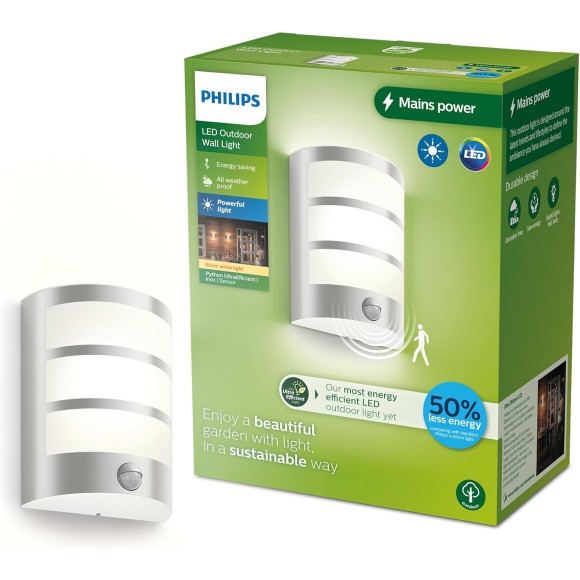 Philips 8720169263772 LED Außenwandleuchte Python | 3,8W integrierte LED-Quelle | 800lm | 2700K