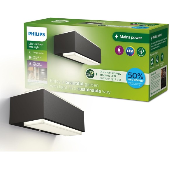 Philips 8720169257313 LED Außenwandleuchte Stratosphere | 3,8W integrierte LED-Quelle | 800lm | 2700K