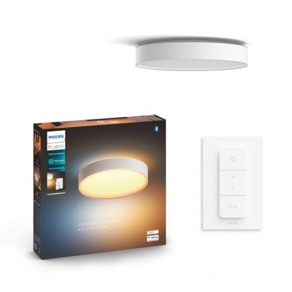 Philips Hue 41165/31 / P6 LED Badezimmerleuchte Deckenleuchte Devere M 1x192W | 2450lm | 2200-6500K | IP44 - White Ambiance, Bluetooth, dimmbar, Farbtonschalter, weiß