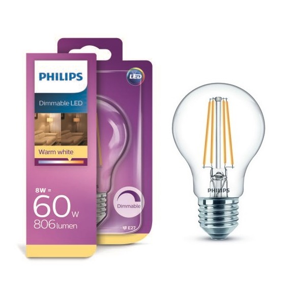 Philips 8718696709061 LED Lampe Classic 1x8W | E27 | 2700K
