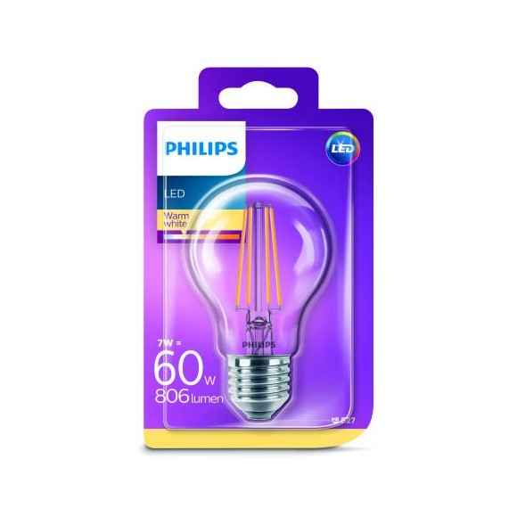 Philips 8718696742419 LED Lampe Classic 1x7W | E27 | 2700K