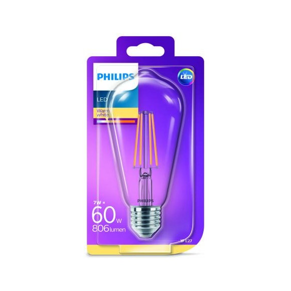Philips 8718696742433 LED Lampe Classic 1x7W | E27 | 2700K
