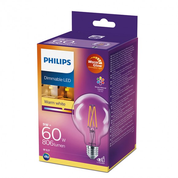 Philips 8718699645823 LED Lampe 1x7W | E27 | 2700K - Form Globe, dimmbar, EYECOMFORT