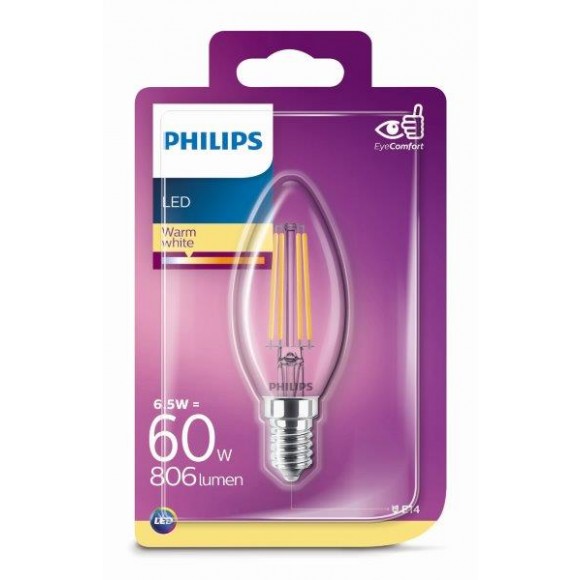 Philips 8718699648763 LED Lampe 1x6,5W | E14 | 2700K - EYECOMFORT