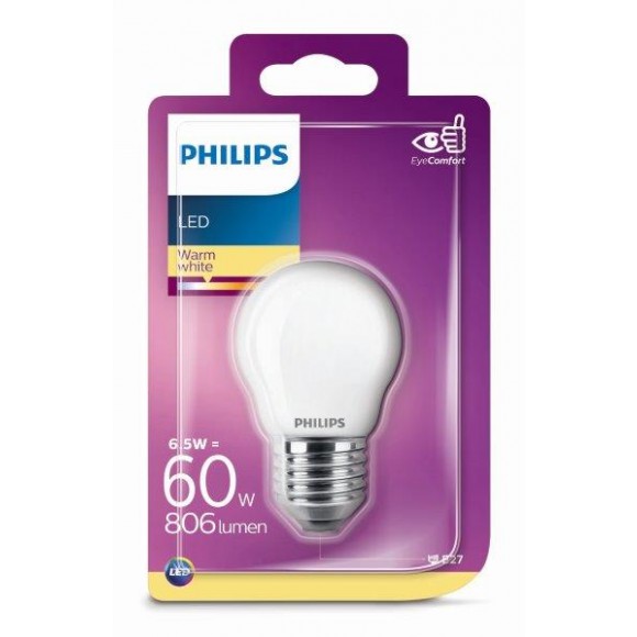 Philips 8718699648862 LED Lampe Classic 1x6,5W | E27 | 2700K - EYECOMFORT