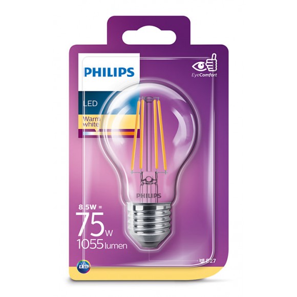 Philips 8718699648961 LED Lampe 1x8,5W | E27 | 2700K - EYECOMFORT