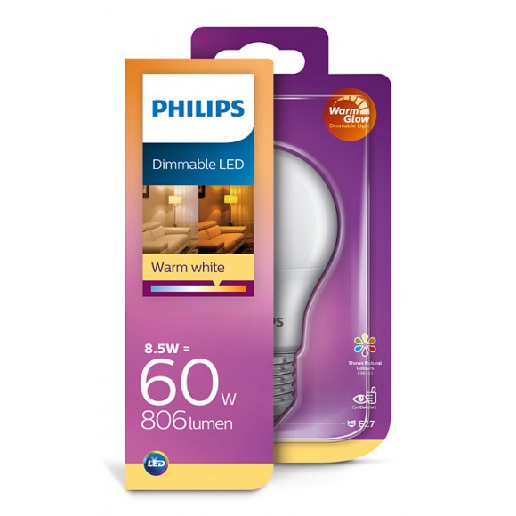 Philips 8718699659769 LED Lampe 1x8,5W | E27 | 2700K - dimmbar, EYECOMFORT