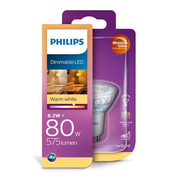 Philips 8718699662691 LED Lampe 1x7W | GU10 | 2700K - dimmbare EyeComfort