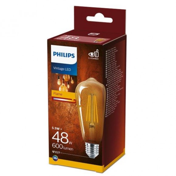 Philips 8718699673581 LED Lampe Classic Vintage 1x5,5W | E27 | 600 lm | 2700K EYECOMFORT