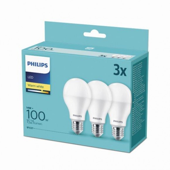 Philips 8718699694920 LED Lampe 1x14W 3 | E27 | 2700K - Dreierpack