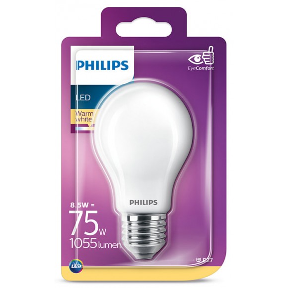 Philips 8718699726638 LED Lampe 1x8,5W | E27 | 2700K - EYECOMFORT