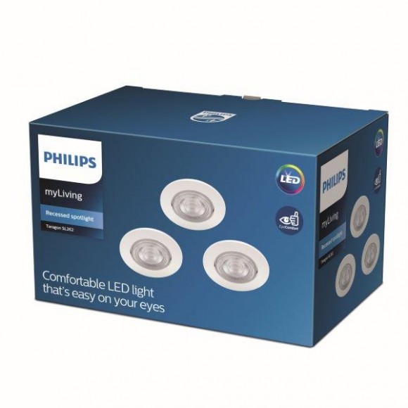 Philips Taragona SL262 LED Spotleuchte 1x4,5W | 380lm | 2700K - 3er Set, Schutz EyeComfort weiß