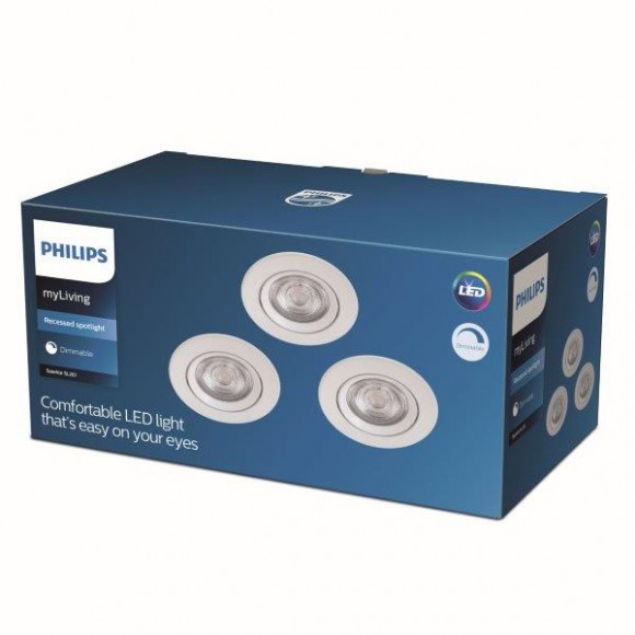 Philips Sparkle SL261 LED Spotleuchte 1x5W | 350L | 2700K - 3er Set, dimmbar, Schutz EyeComfort weiß