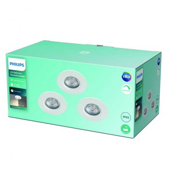 Philips Dive SL261 LED Badleuchte Spotleuchte 1x5W | 350L | 2700K | IP65 - 3er Set, dimmbar, Schutz EyeComfort weiß