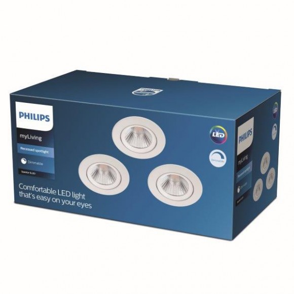 Philips Sparkle SL261 LED Spotleuchte 1x5,5W | 350L | 2700K - 3er Set, dimmbar, Schutz EyeComfort weiß