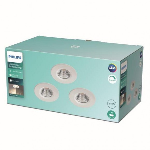 Philips Dive SL261 LED Spotleuchte Badleuchte 1x5,5W | 350L | 2700K | IP65 - 3er Set, Schutz EyeComfort weiß