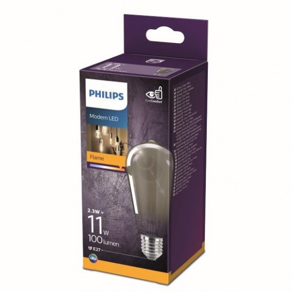Philips 8718699759650 LED Lampe 1x2,3W | E27 | 100L | 1800K - Flamme, Rauch, EyeComfort