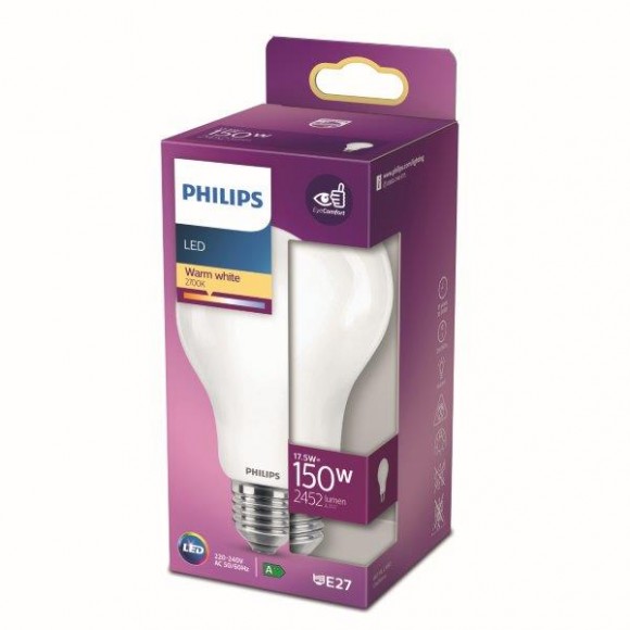Philips 8718699764579 LED Lampe 1x17,5W | E27 | 2452lm | 2700K - warmweiß, matt weiß, EyeComfort