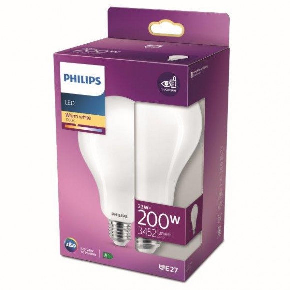 Philips 8718699764630 LED Lampe 1x23W | E27 | 3452lm | 2700K - warmweiß, matt weiß, EyeComfort