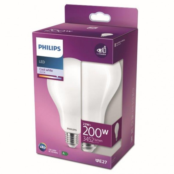 Philips 8718699764654 LED Lampe 1x23W | E27 | 3452lm | 4000K - kaltweiß, matt weiß, EyeComfort